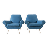 Pair of Newly Upholstered Italian Mid-Century Armchairs