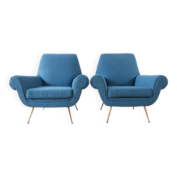 Pair of Newly Upholstered Italian Mid-Century Armchairs