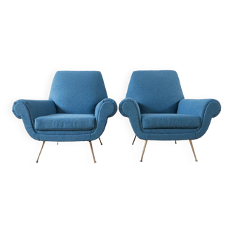 Pair of Newly Upholstered Italian Mid-Century Armchairs