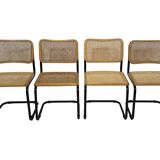 Set of 4 chairs Cesca B32 designed by Marcel Breuer design black frame