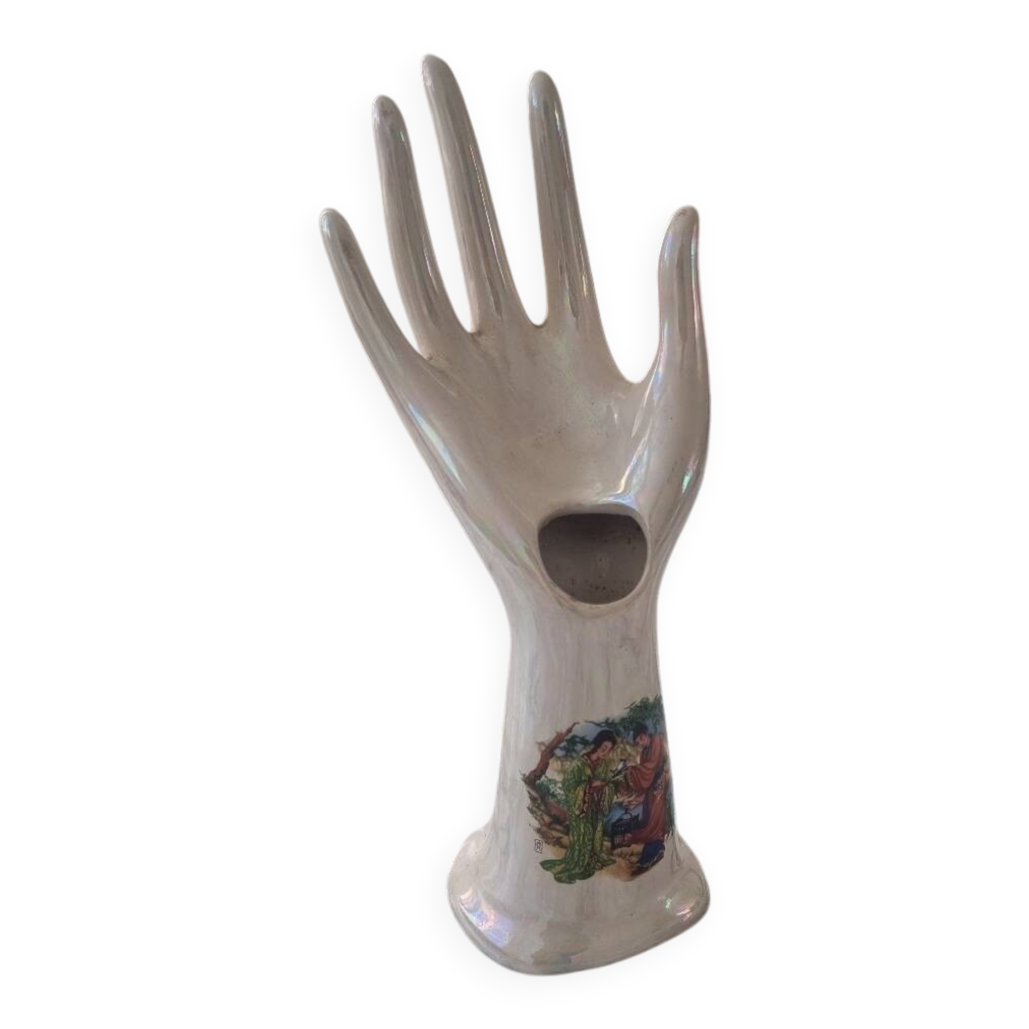 Iridescent white vintage bud vase