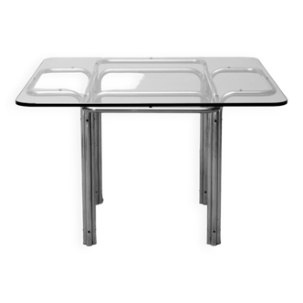 Dining table topos glass metal 70