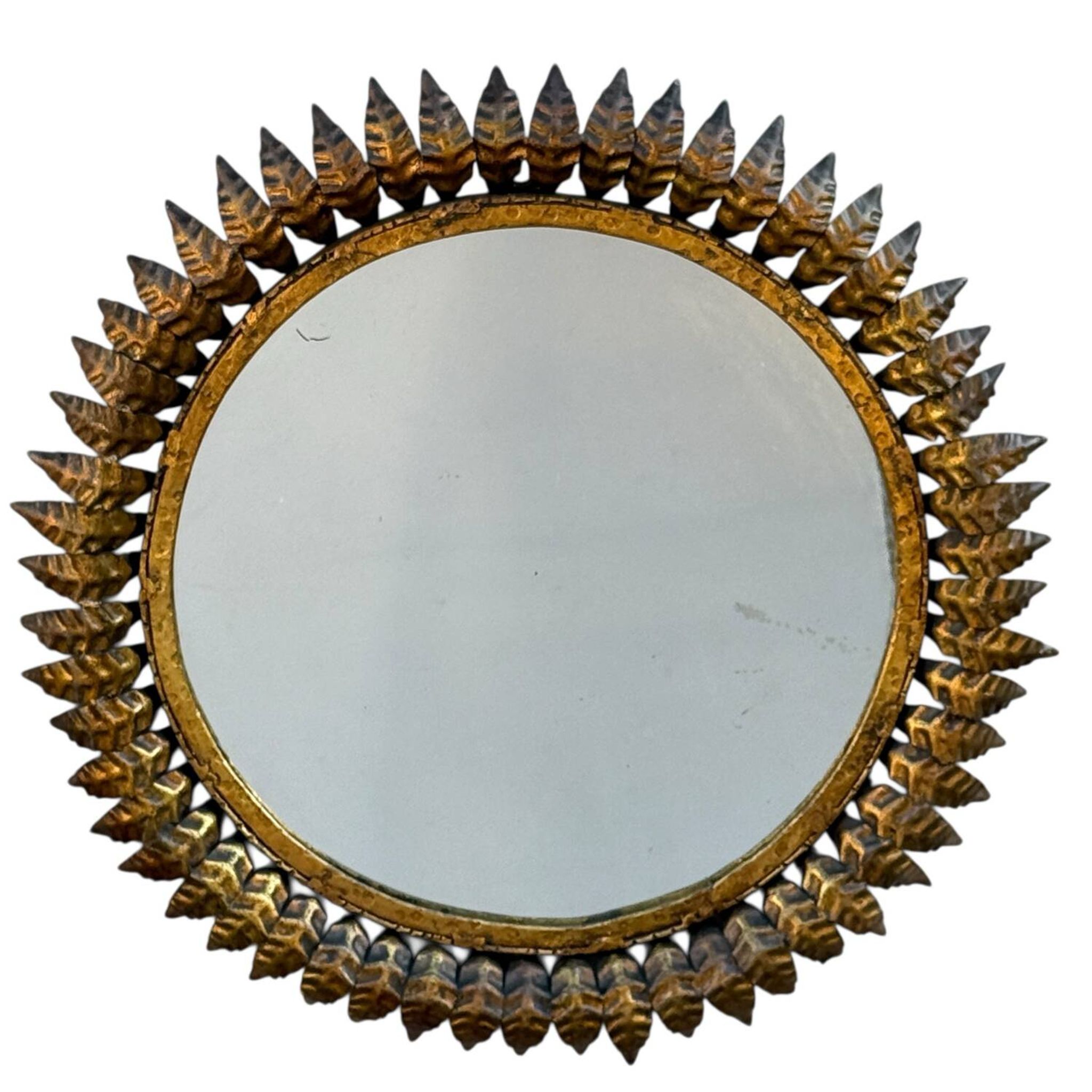 1950s Italian wrought iron sun mirror