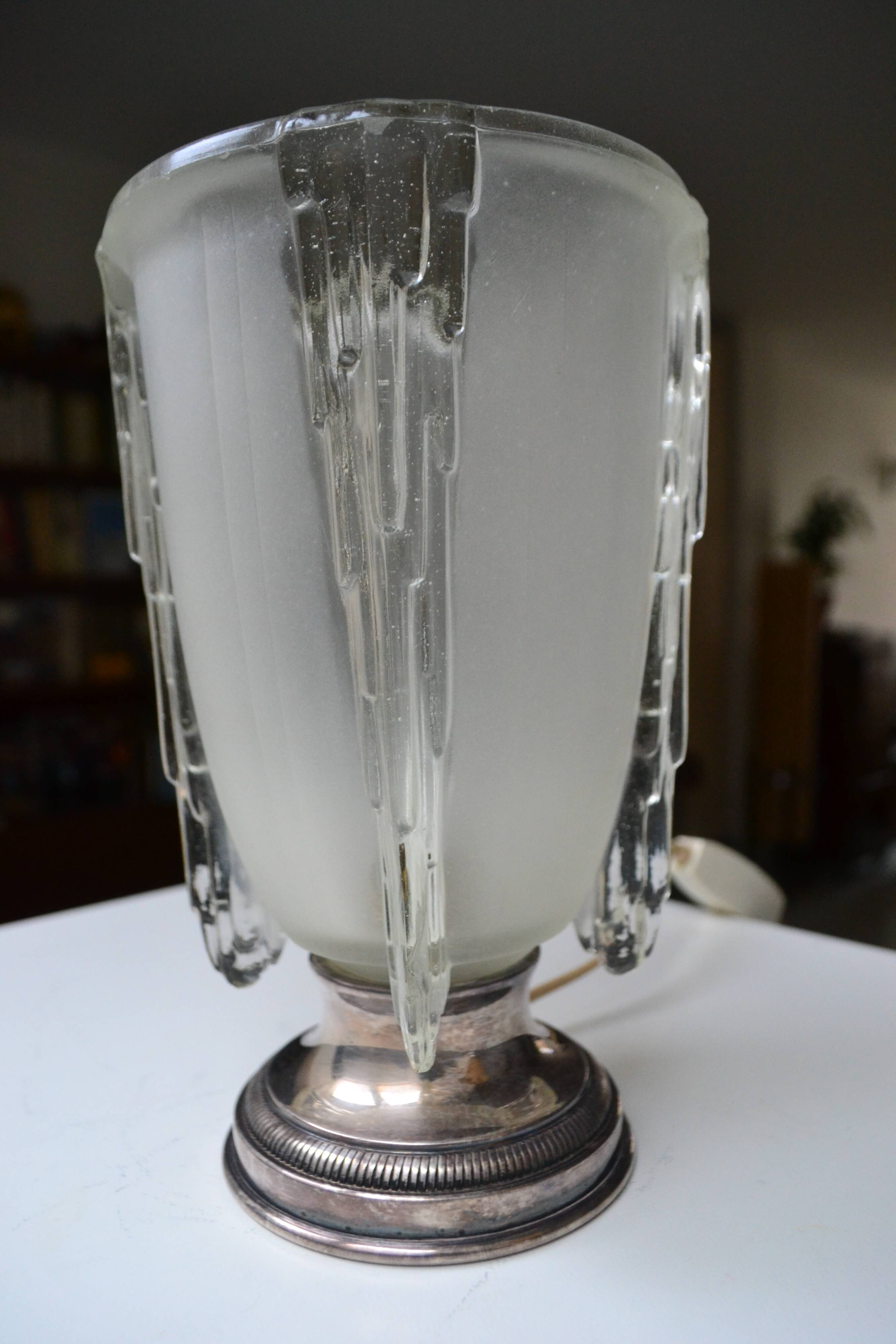 Art deco lamp jean gauthier ezan opalescent glass 1930s