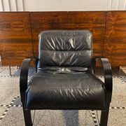 Pair of "Polhem" armchairs in leather by Tord Björklund for IKEA 1980.