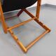 Vintage adjustable folding chaise longue armchair in pine and faux leather
