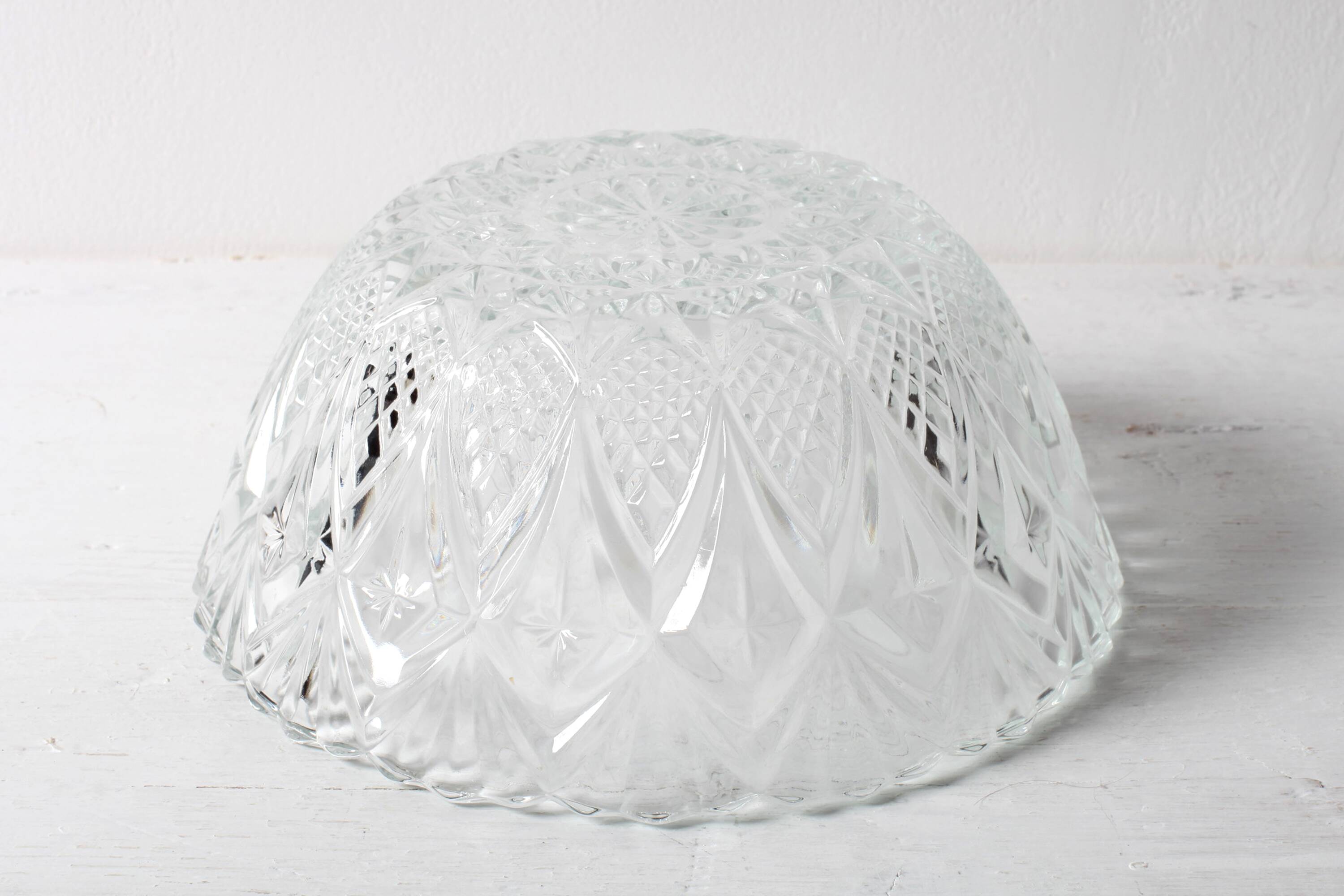 Mid-century Clear Pressed Glass Fruit Bowl / Italy / 1970s