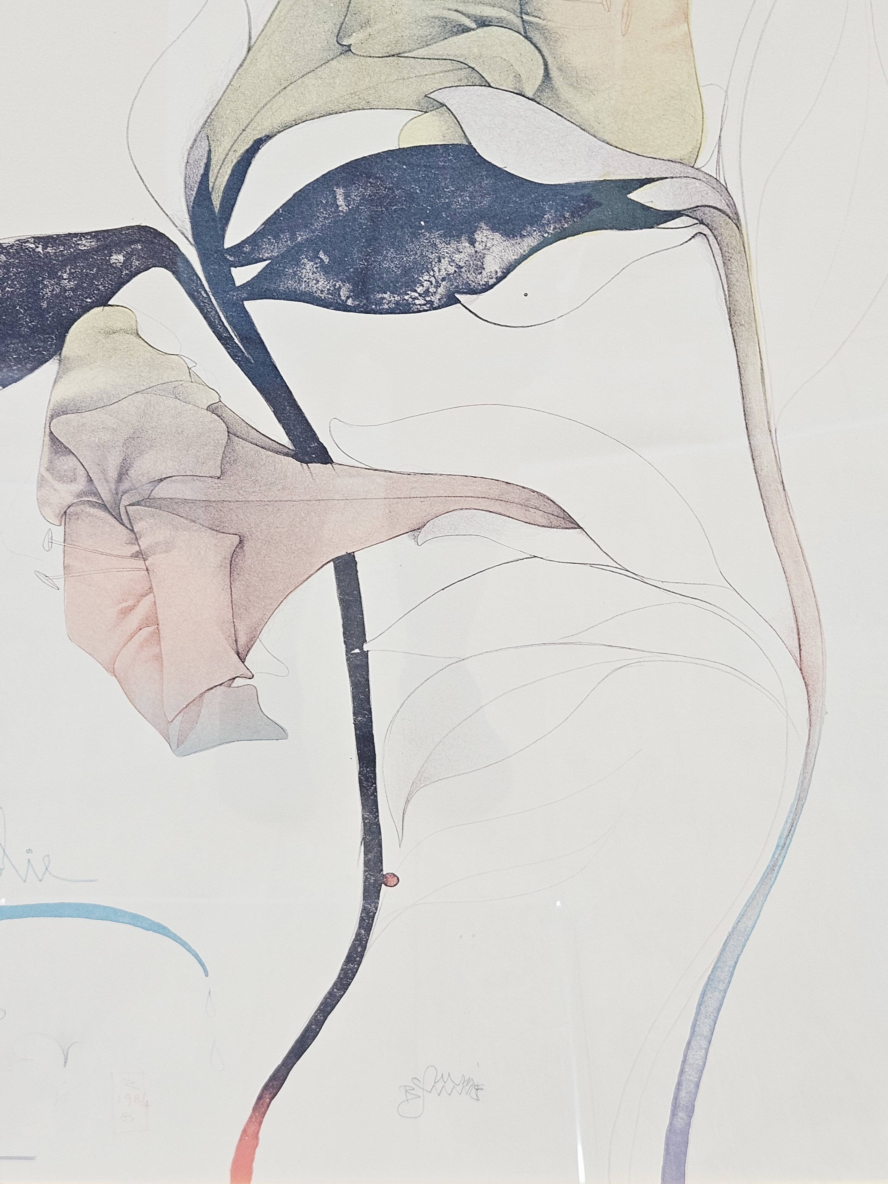 Lithograph Melancholy 109cm x 81cm, aut. B. Bruni, Edition Volker Huber