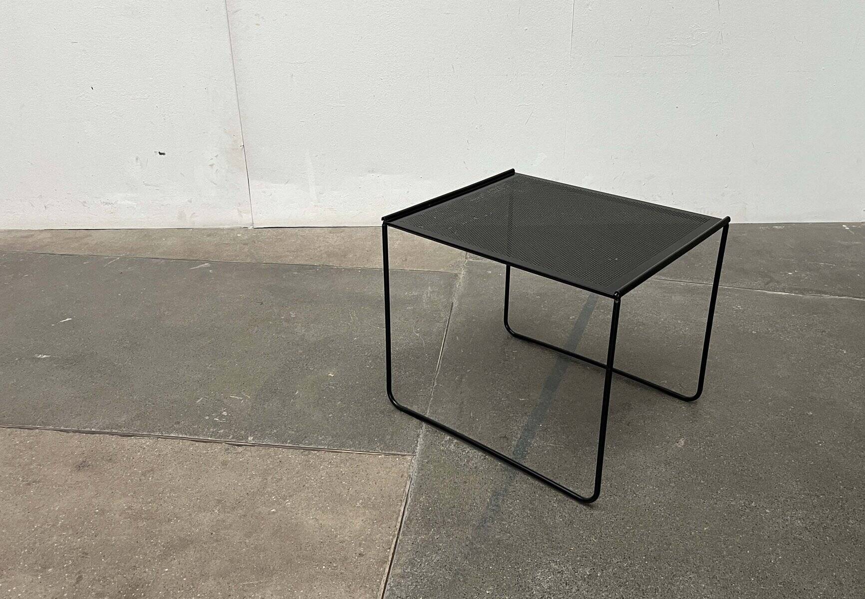 Postmodern perforated metal nesting side table from Ikea, 1980s.