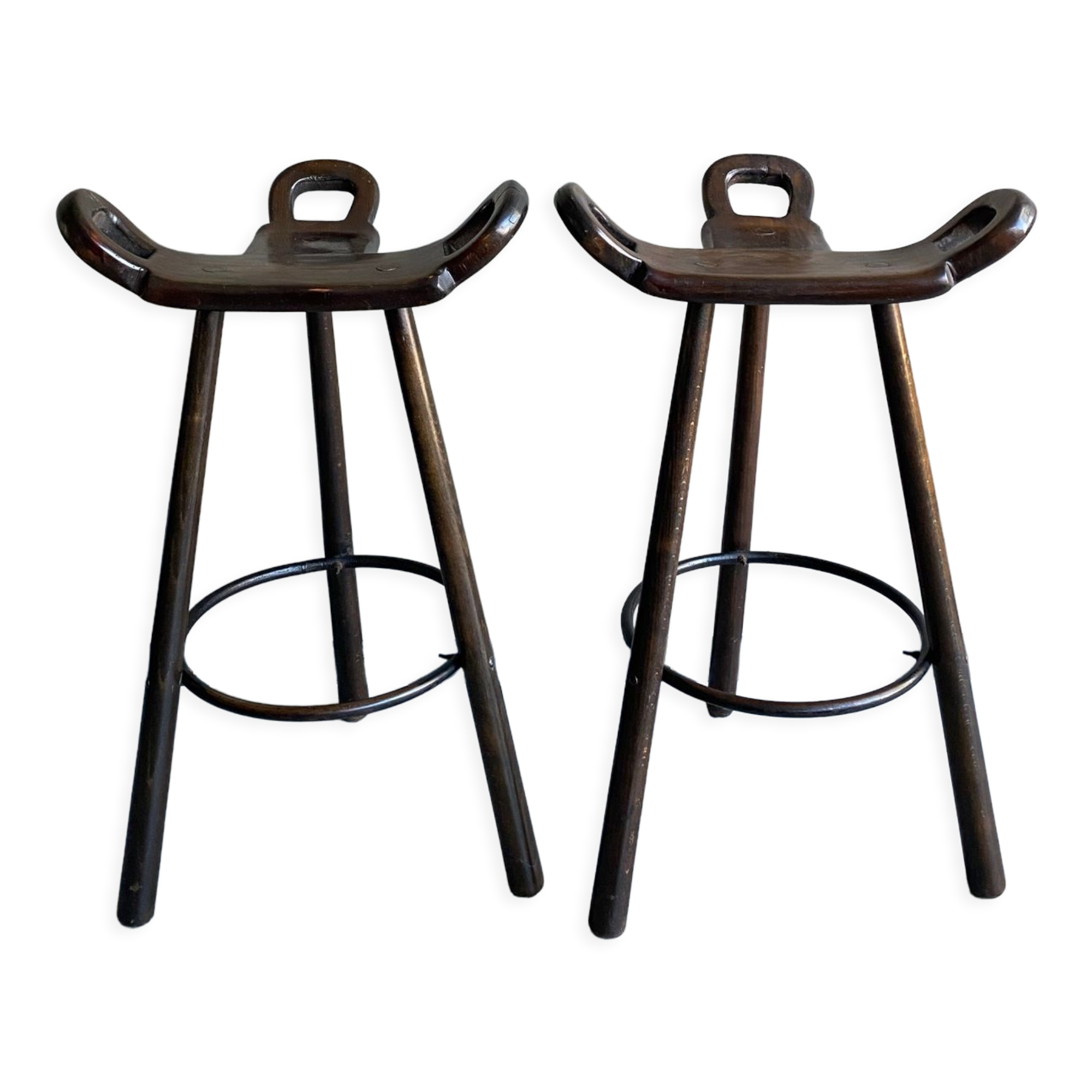 Deux tabourets de bar espagnol Sergio Rodrigues Confonorm Marbella