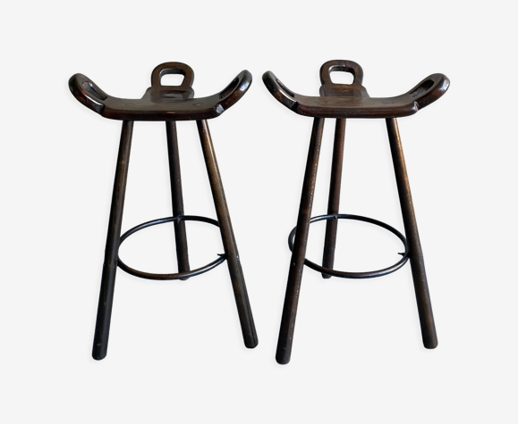 Deux tabourets de bar espagnol Sergio Rodrigues Confonorm Marbella