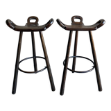 Deux tabourets de bar espagnol Sergio Rodrigues Confonorm Marbella