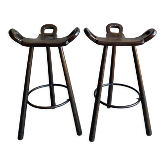 Deux tabourets de bar espagnol Sergio Rodrigues Confonorm Marbella