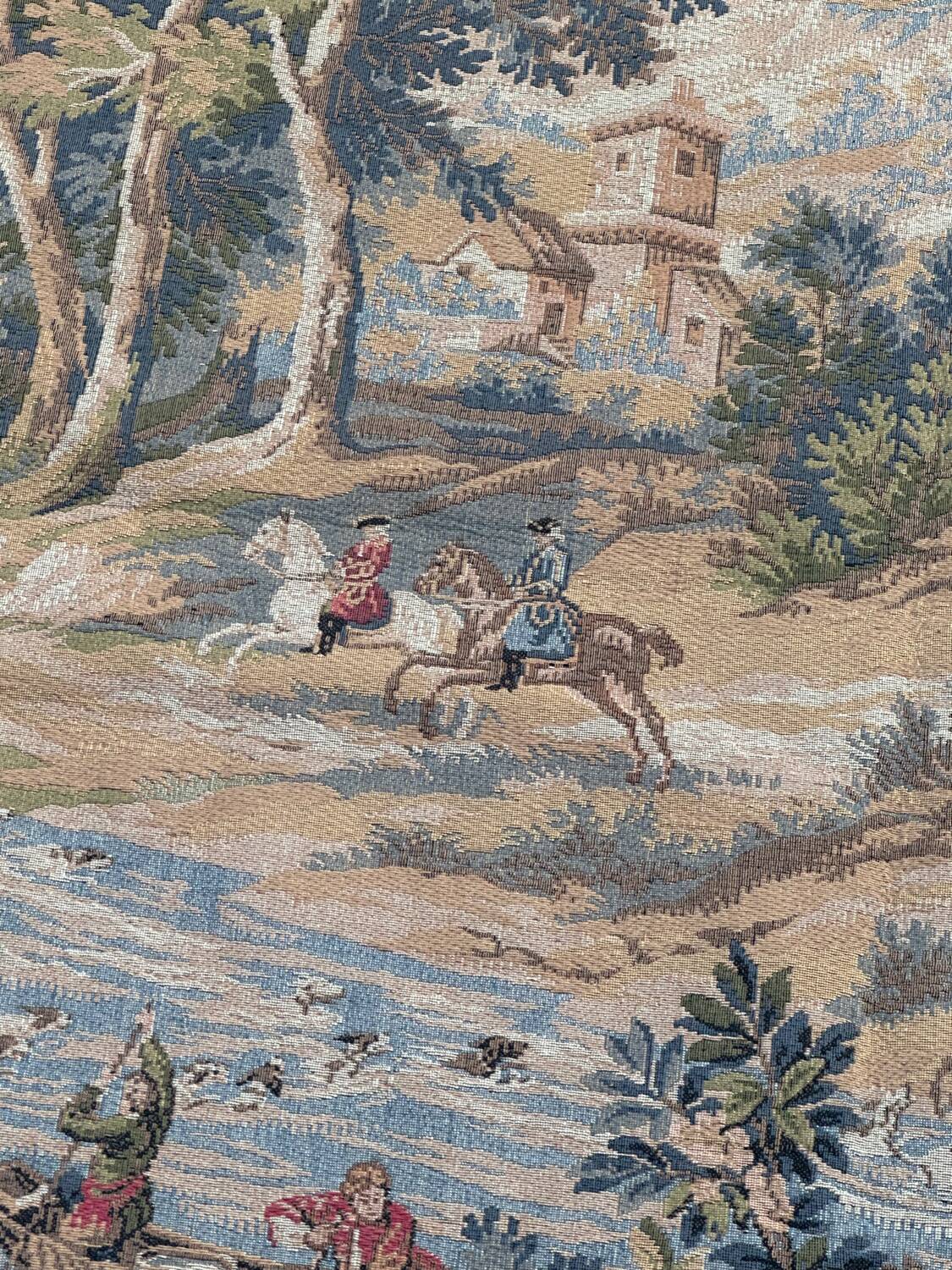 Vintage Aubusson jacquard tapestry "Hunting Scene"