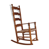 Rocking-chair, oak wood, natural fiber