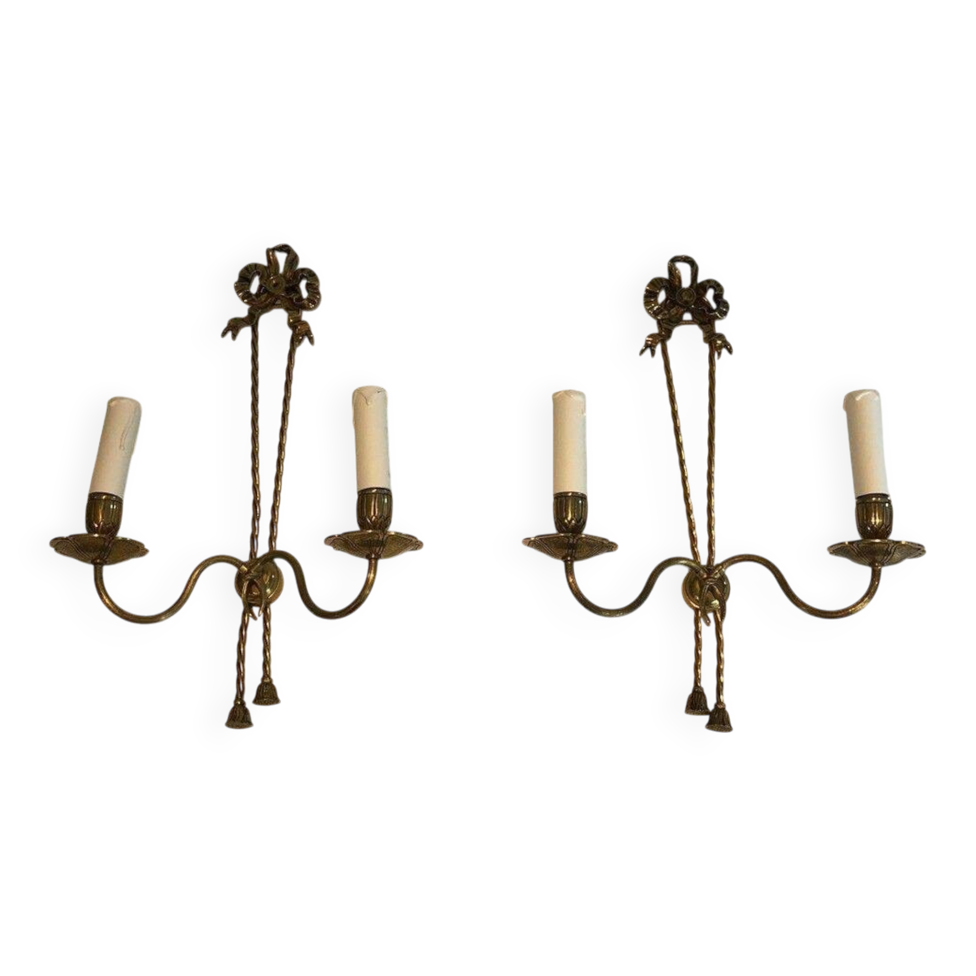 Pair of bronze wall sconces in Louis XVI style