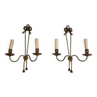 Pair of bronze wall sconces in Louis XVI style