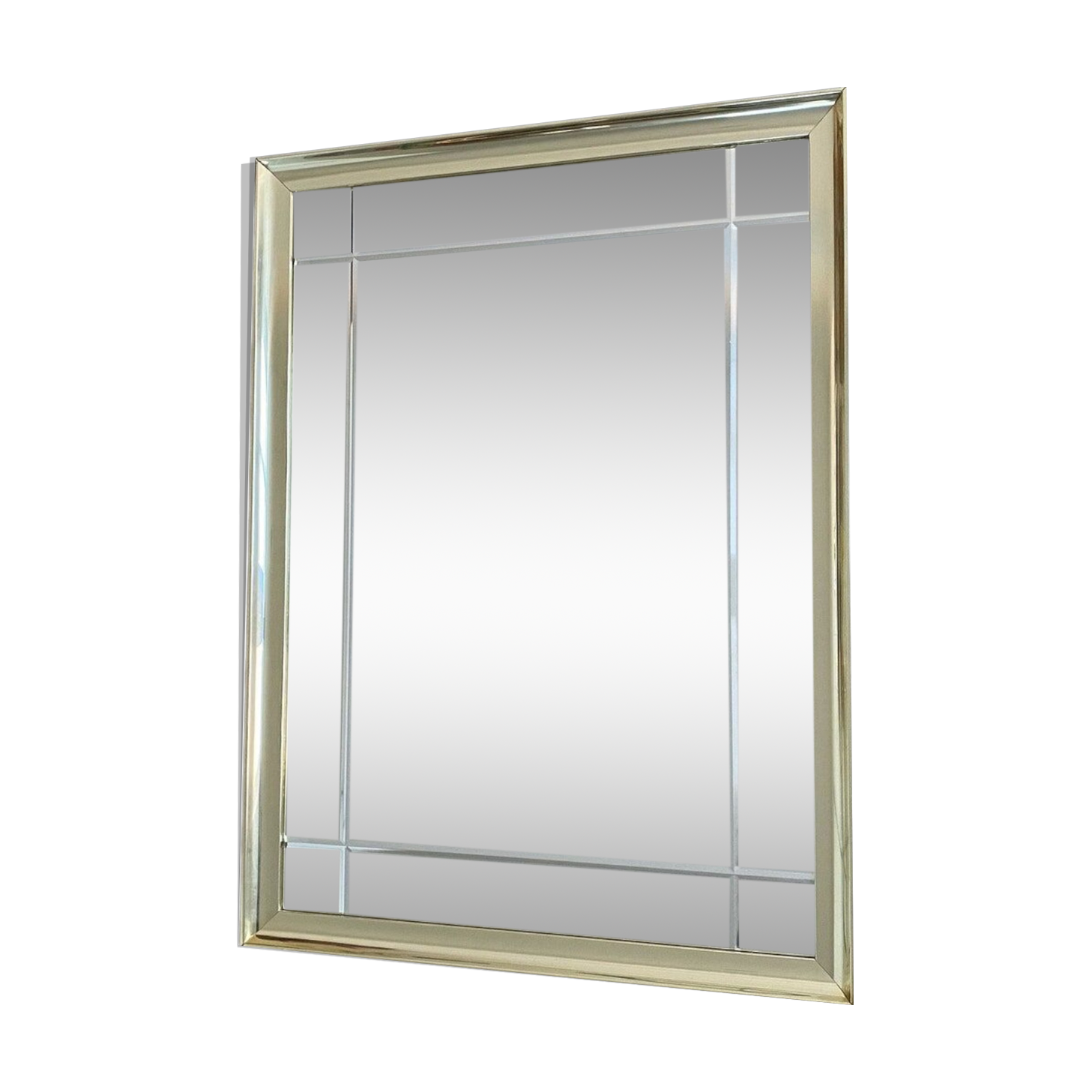 Vintage hollywood regency gold facetted mirror, 80s wall mirror
