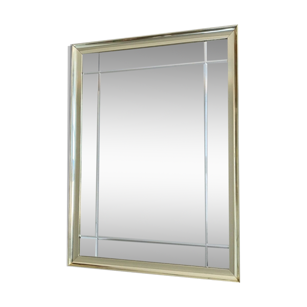 Miroir à facettes vintage hollywood regency doré, 1980