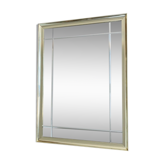 Vintage hollywood regency gold facetted mirror, 80s wall mirror