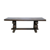 Banc gothique en bois massif têtes de grotesques sculptés