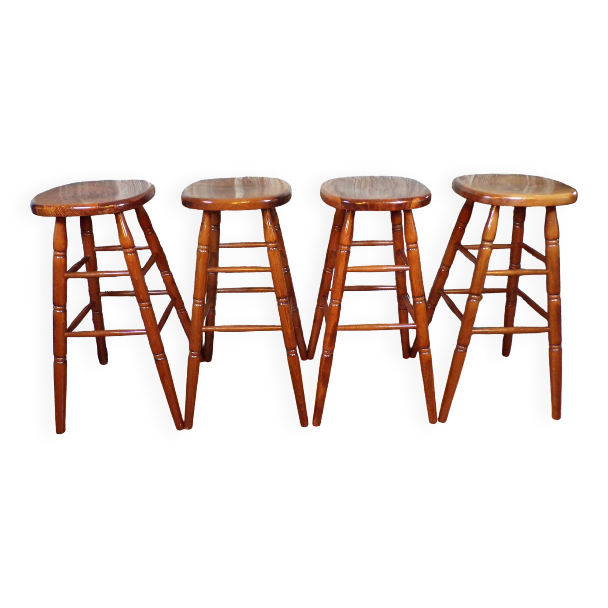 Set 4 tabourets de bar en bois