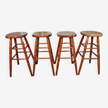 Set of 4 wooden bar stools