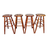 Set 4 tabourets de bar en bois