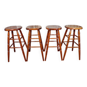 Set 4 tabourets de bar en bois