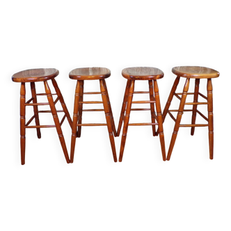 Set of 4 wooden bar stools