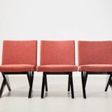 Set of 3 Scissor Easy Chairs Model FB18 by Architect Jan van Grunsven for Pastoe Netherlands 1955