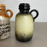 Set of Three 1970s Pottery Fat Lava "413-20" Vases Made by Scheurich, Germany