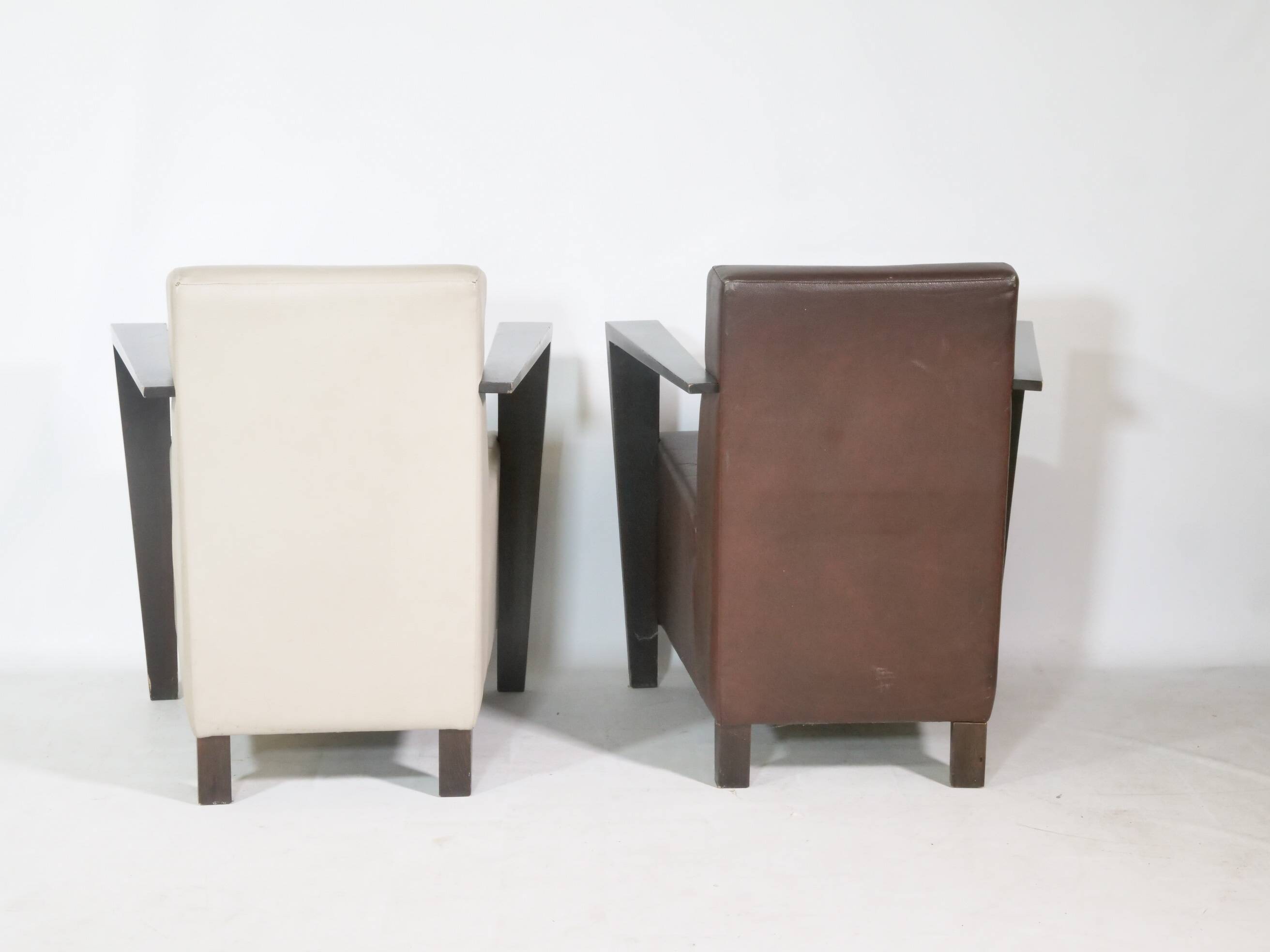 Franz Fertig Dresden leather armchair design, set of 5, 1960s