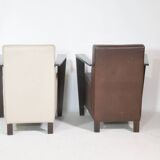 Franz Fertig Dresden leather armchair design, set of 5, 1960s