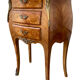 Pair of bedside tables in marquetry – veined marble top – Louis XV style