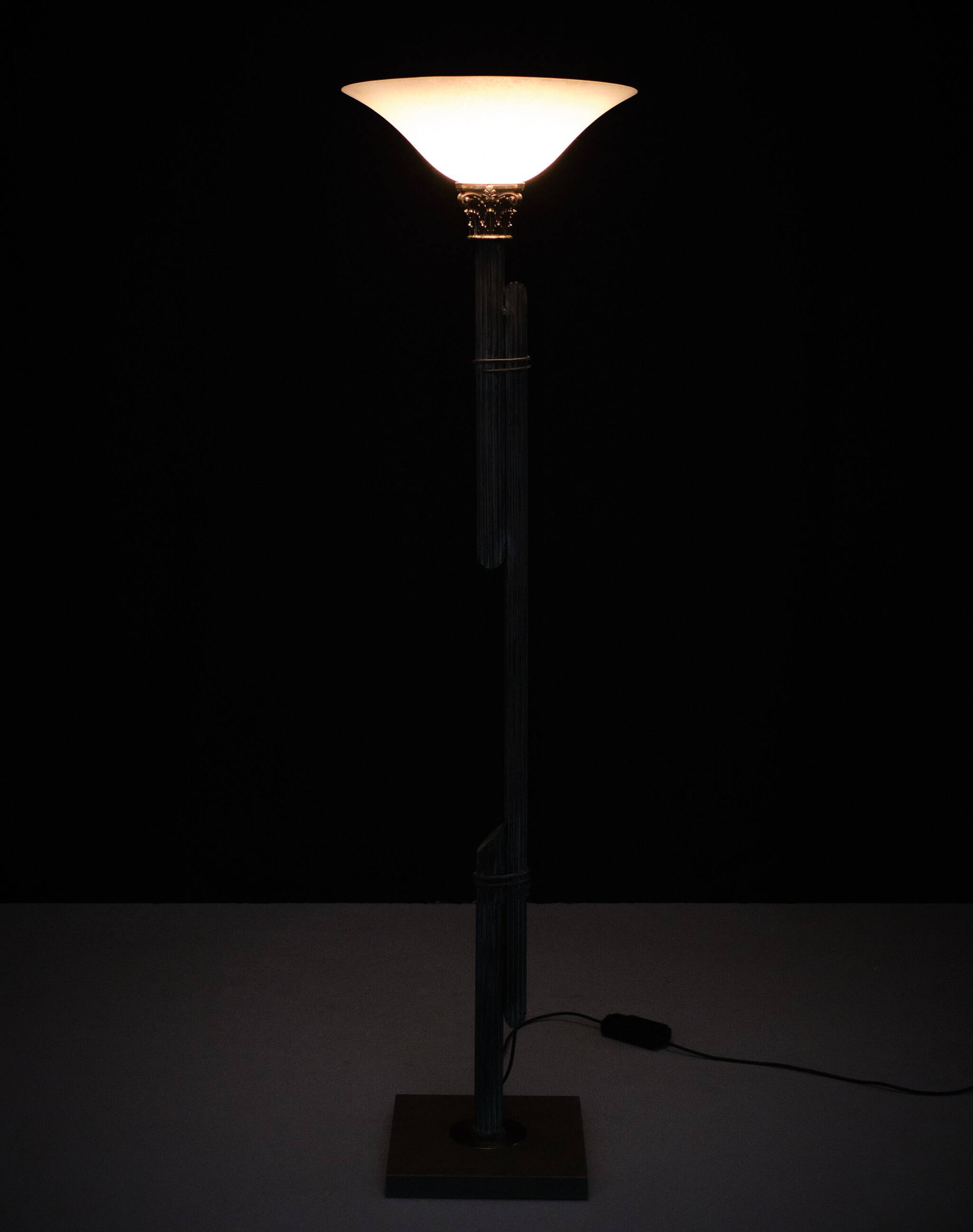 Greek revival bronze floor lamp, 1980s, italy