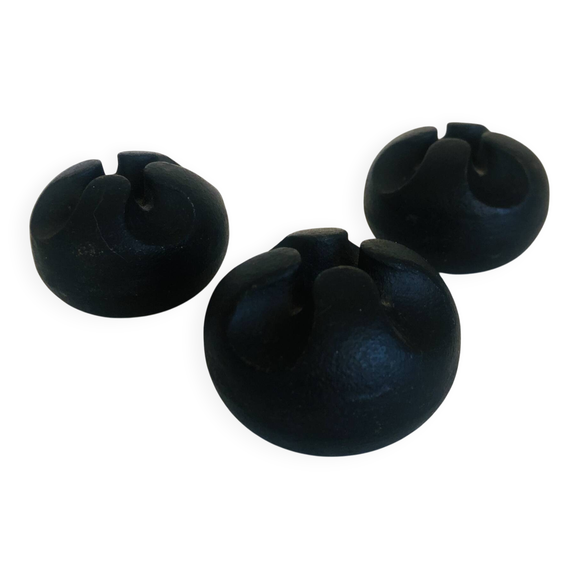 Set of 3 Danish cast iron candle holders by Christer Holmgren.