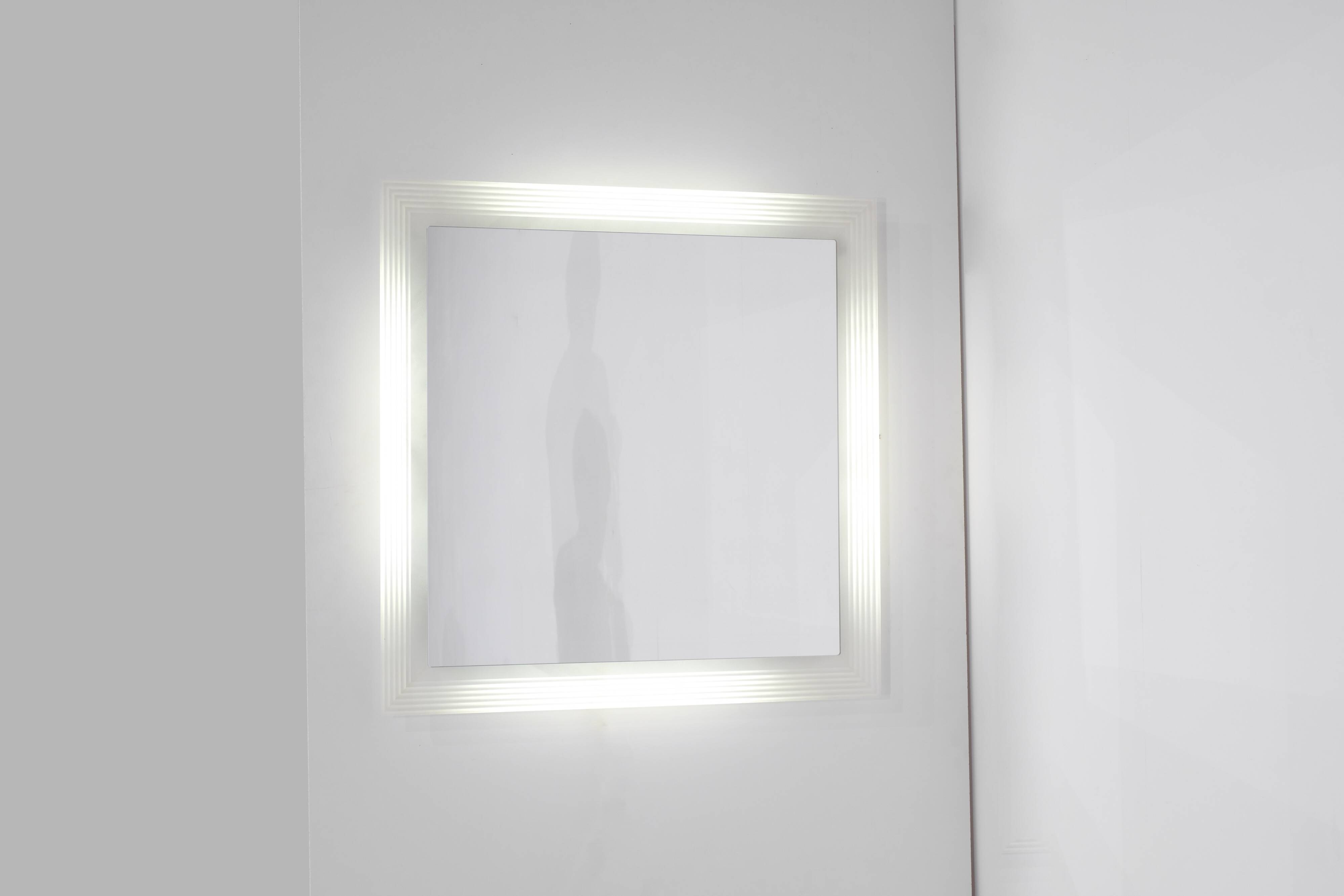 Vintage Square Glass Mirror, Italy 1970s.