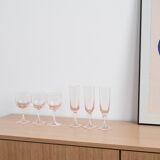 Set of pink glasses, French design, 1970s, made in France