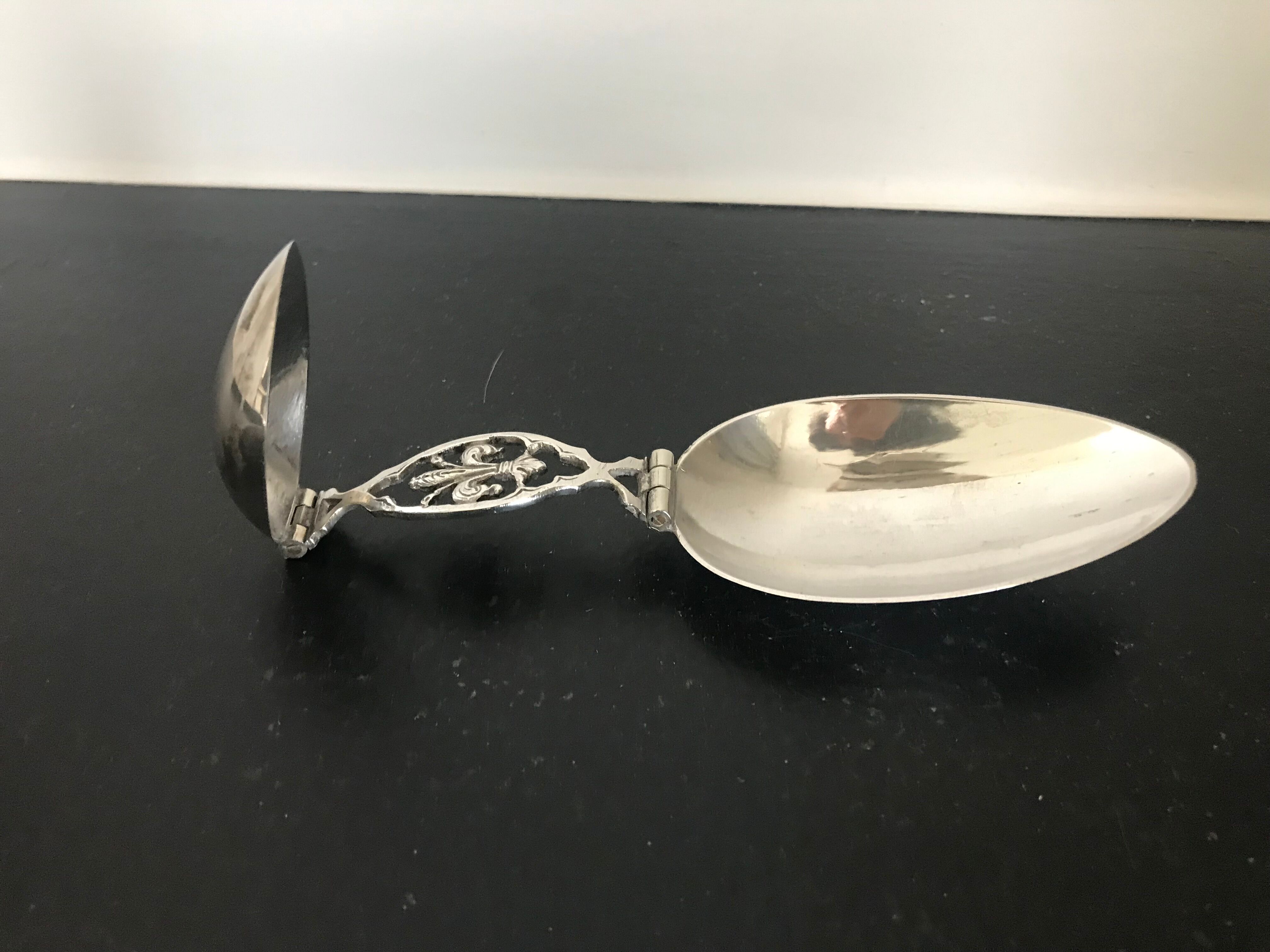 Double Travel Spoon Silver Metal