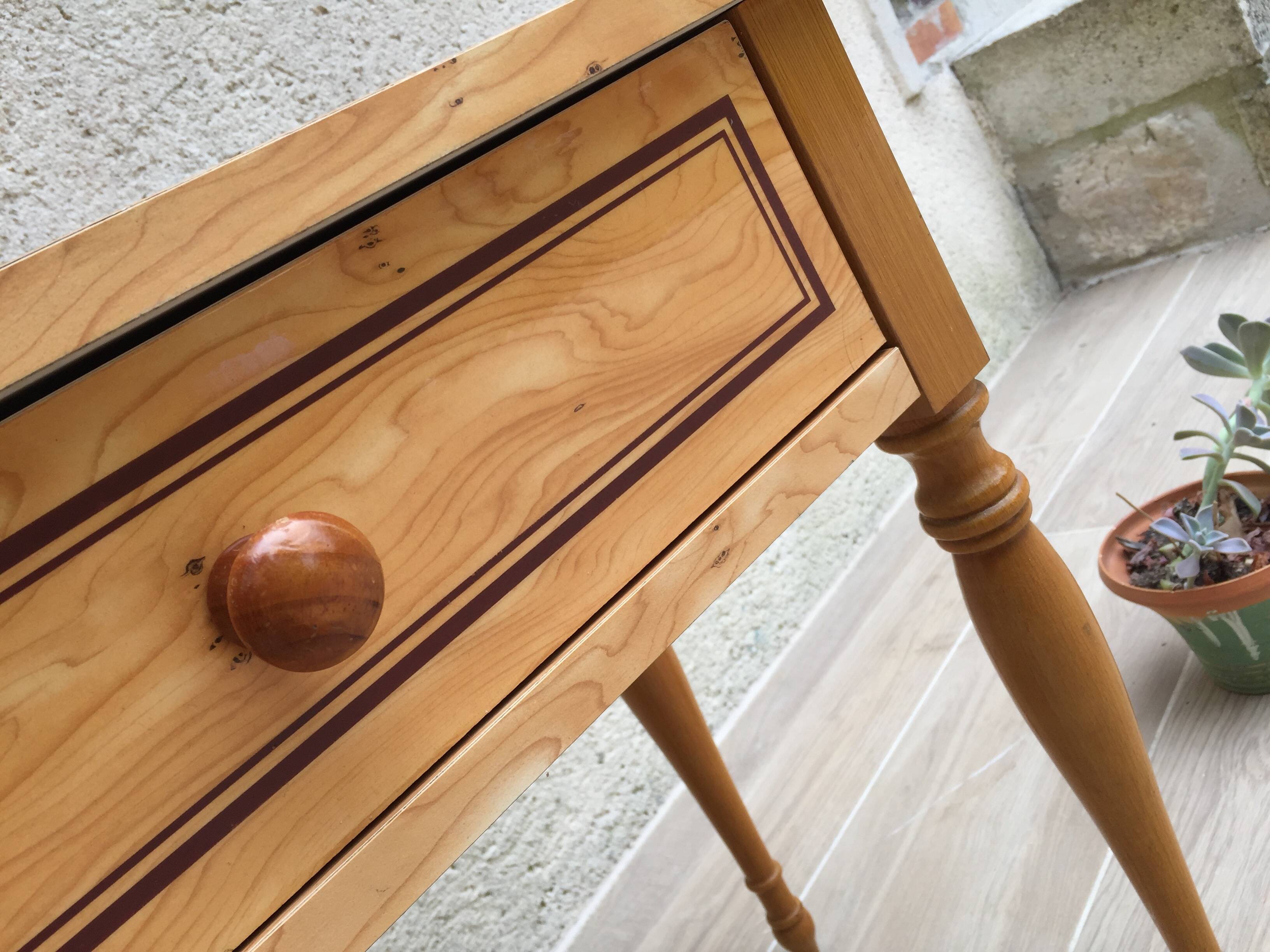 TABLE de Chevet VINTAGE Formica et Bois
