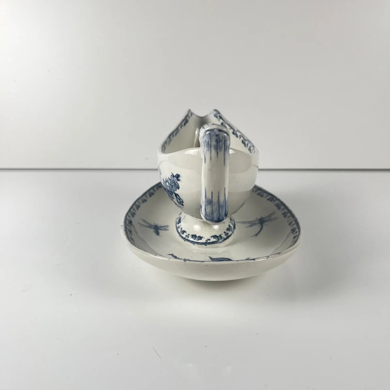 Saucière terre de fer "Carmen", Sarreguemines, bleu, 1875-1900