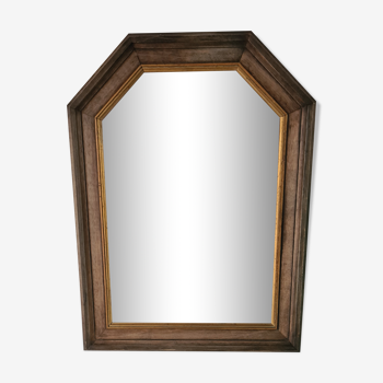 Miroir hexagonal vintage en bois 65x48cm