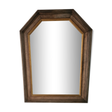 Vintage hexagonal wooden mirror