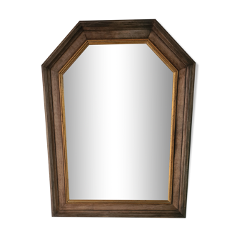 Miroir hexagonal vintage en bois 65x48cm