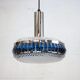Vintage Chrome & Blue Pendant Lamp - 1970s Massive Belgium Lighting