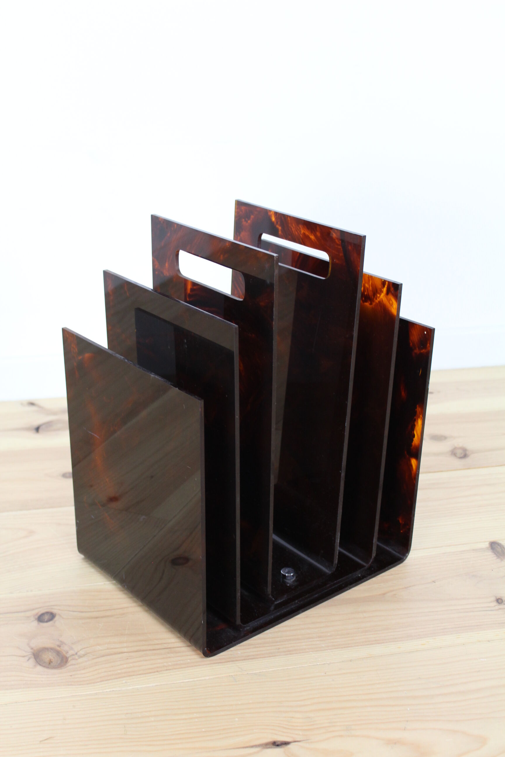 Maison Mercier plexiglas tortoiseshell magazine holder