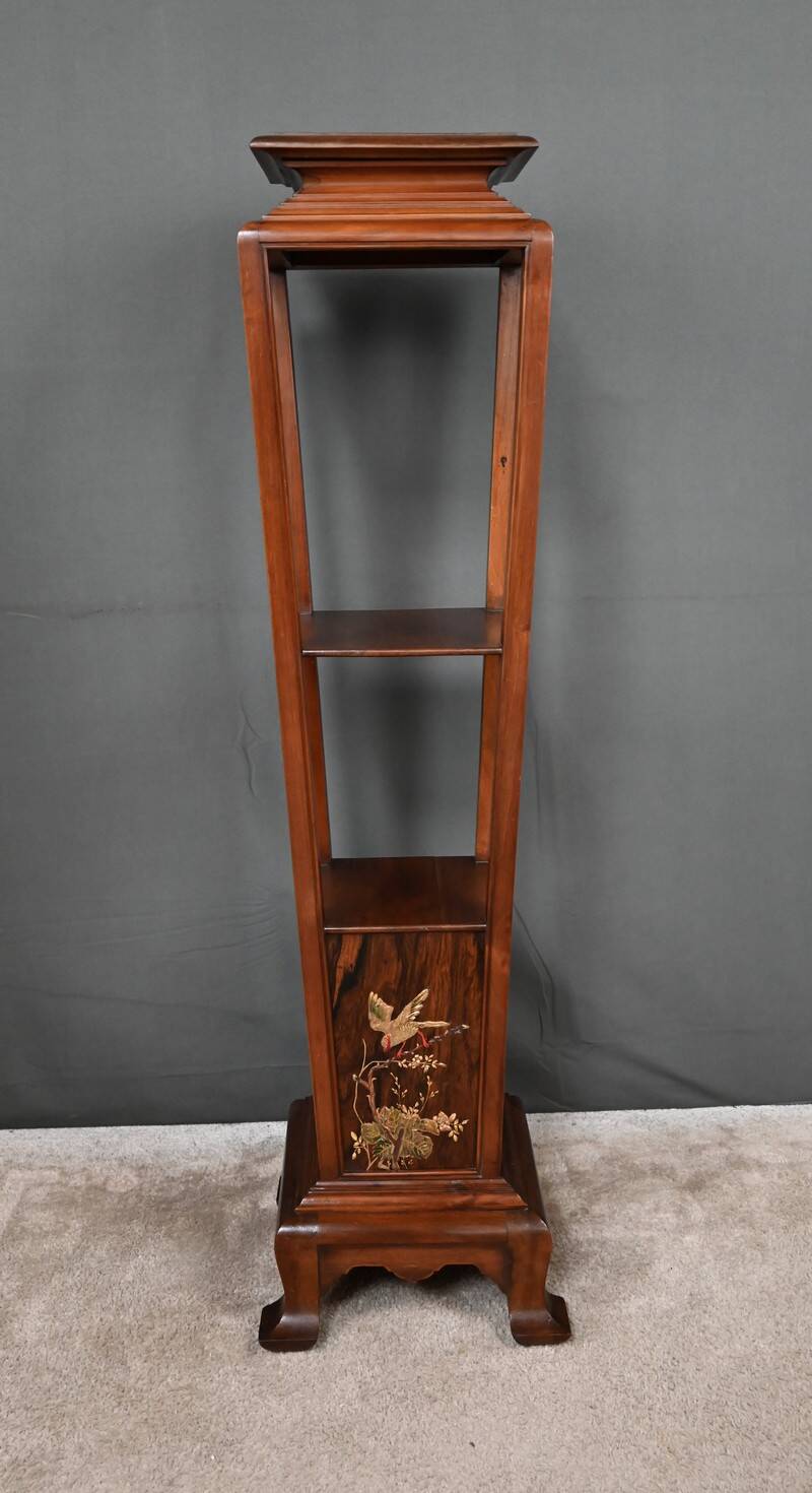 Large Cherry & Walnut Stool, Asian style – Early 20th century