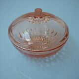 Transparent pink glass candy box