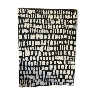 Graphic abstract painting on wood support